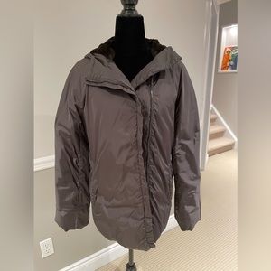 ‘S MaxMara down jacket with rabbit fur inside the hood.